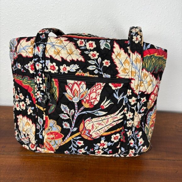 Vera Bradley Black Paisley Print Quilted Tote Bag with Toggle Closure - Picture 5 of 10